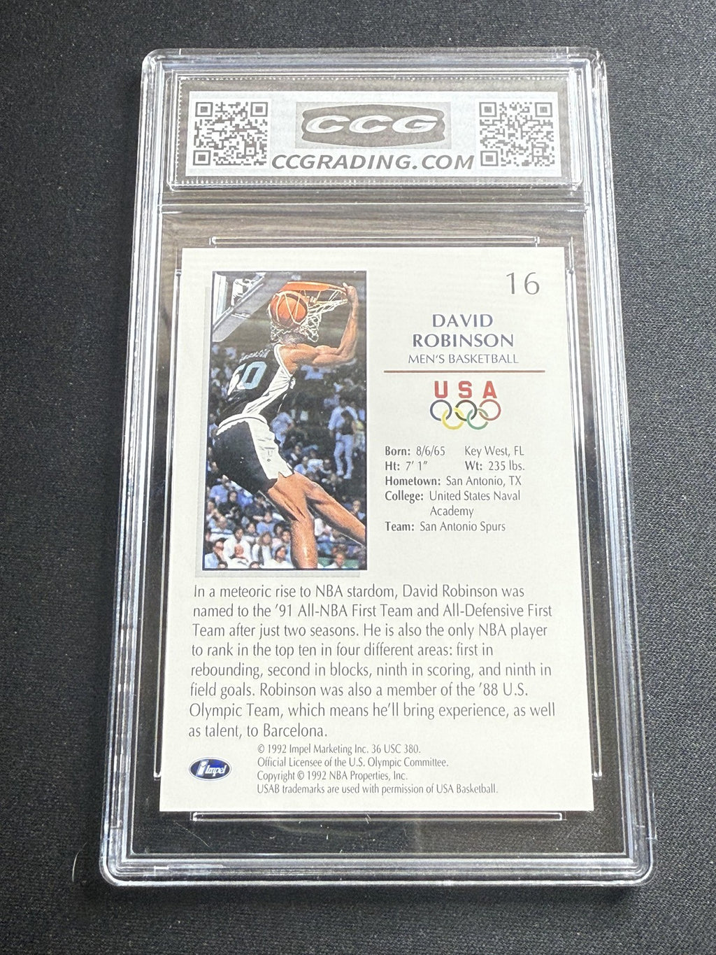 David Robinson 1992 Impel Olympicards CCG 10 USA