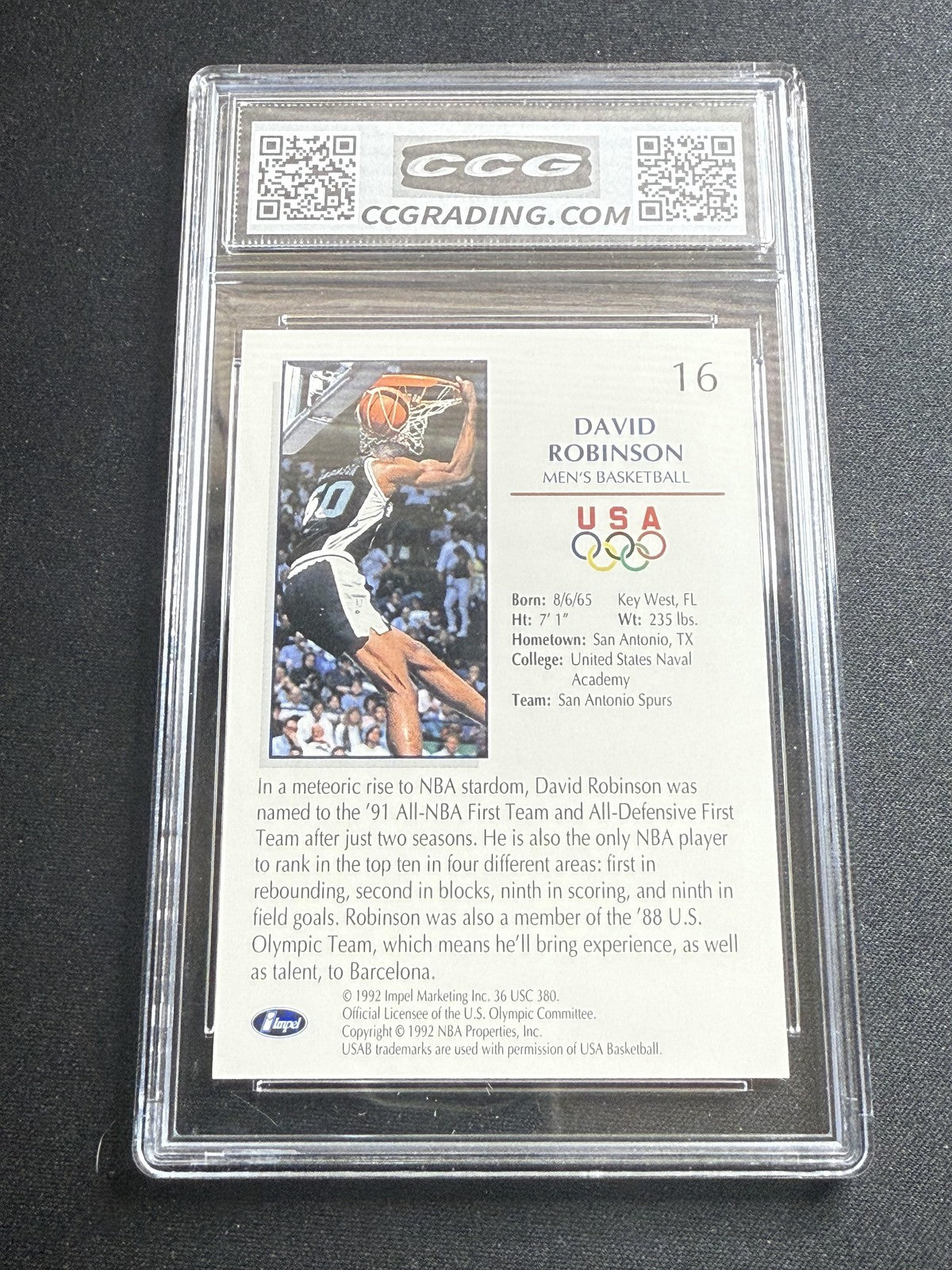 David Robinson 1992 Impel Olympicards CCG 10 USA