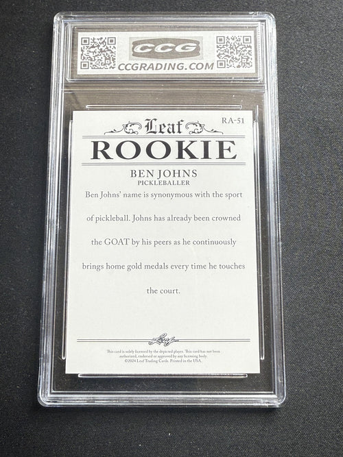 Ben Johns 2024 Leaf Rookie Pickleball gem mint CCG 10 Rookie