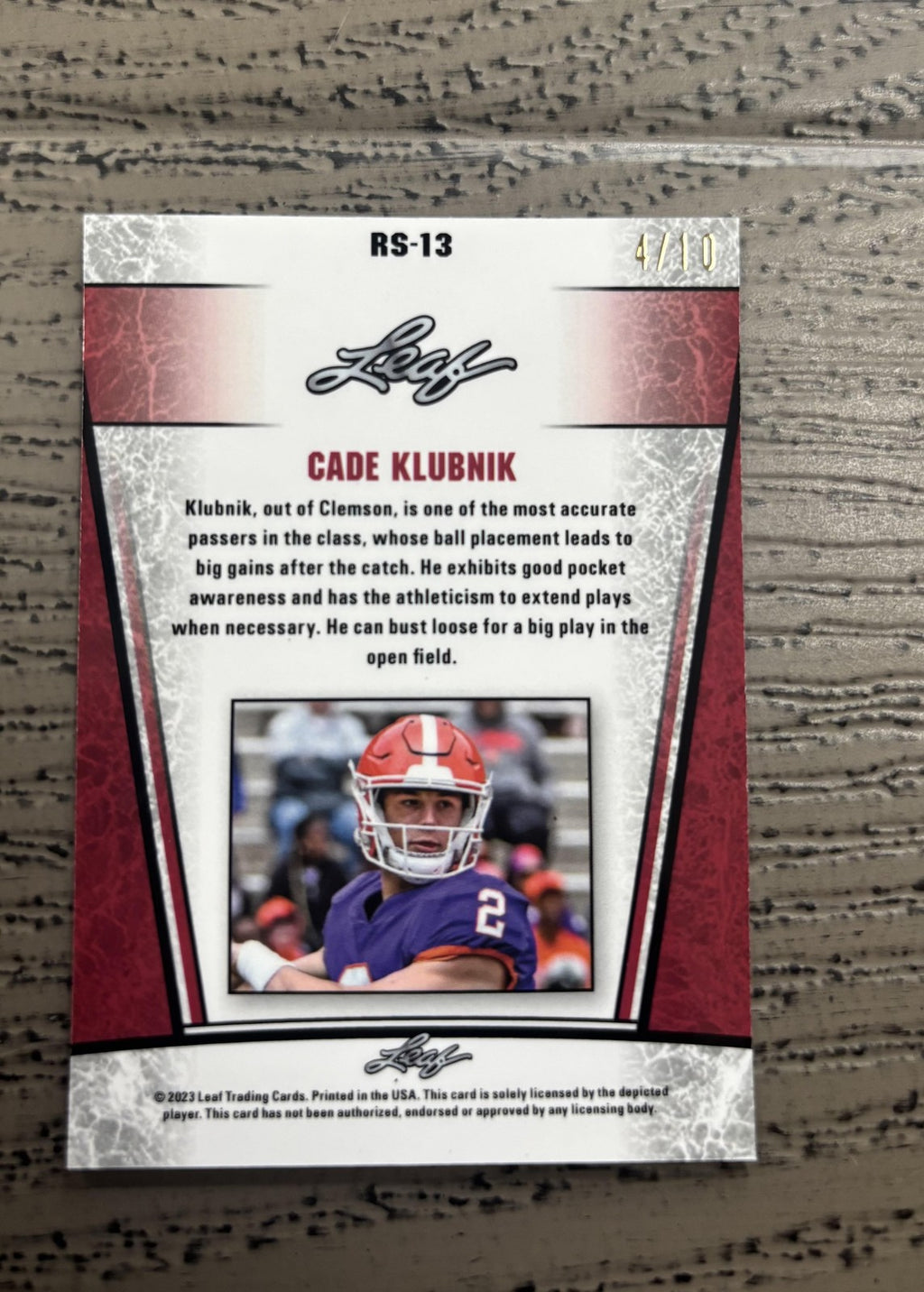 Cade Klubnik 2023 Leaf Metal Rookie Pink /10 RC Clemson