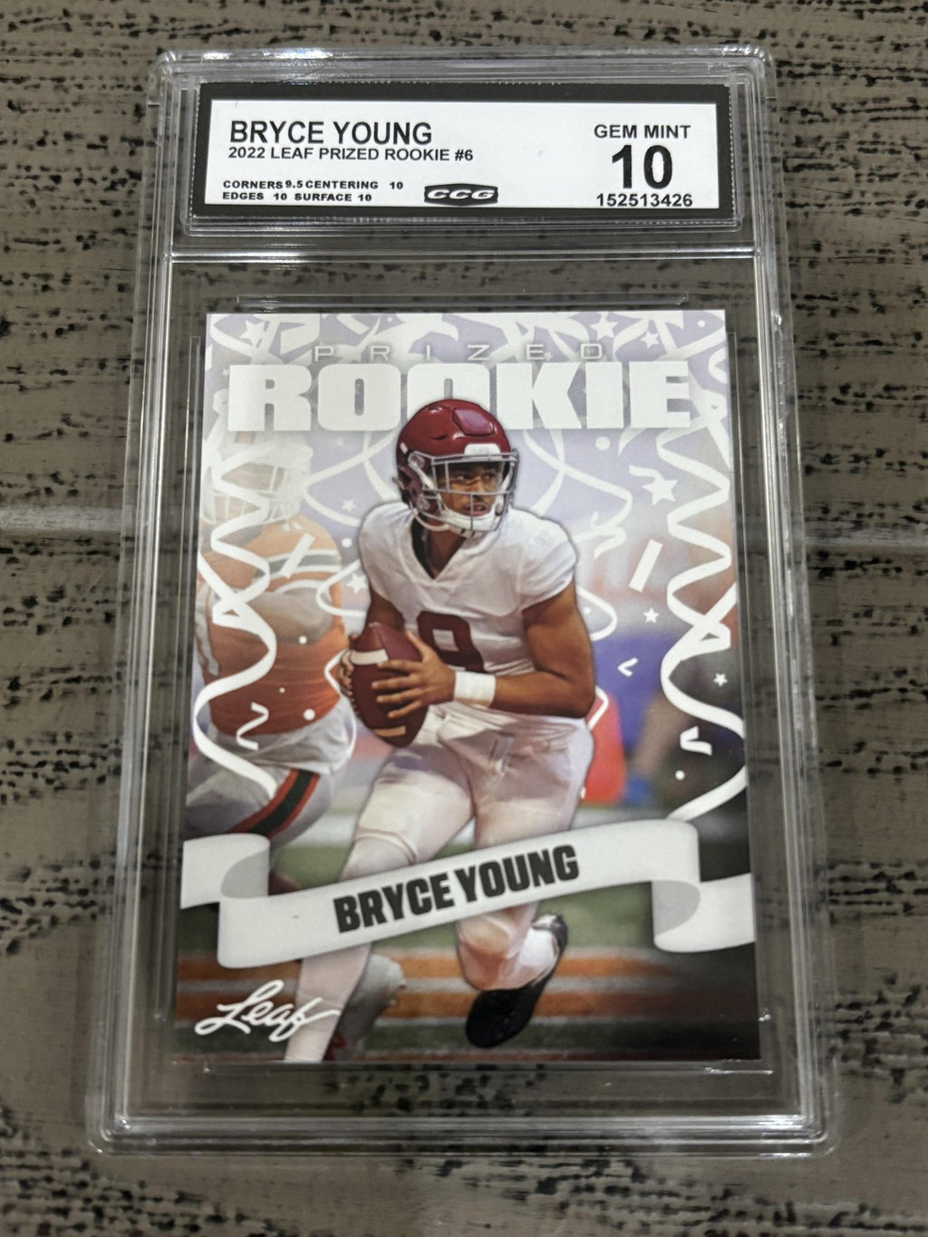 Bryce Young 2022 Leaf Prized Rookie CCG 10 RC