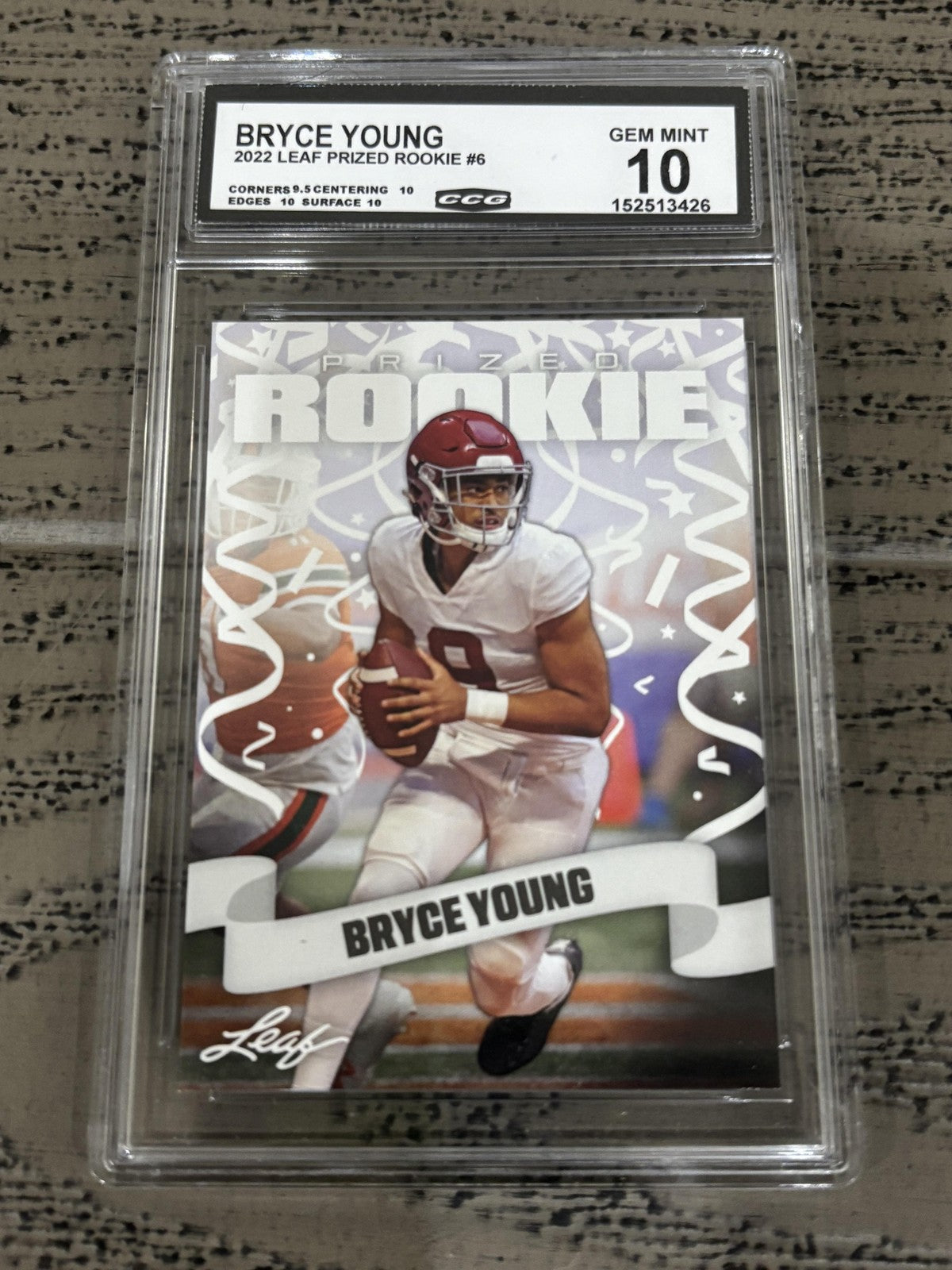 Bryce Young 2022 Leaf Prized Rookie CCG 10 RC
