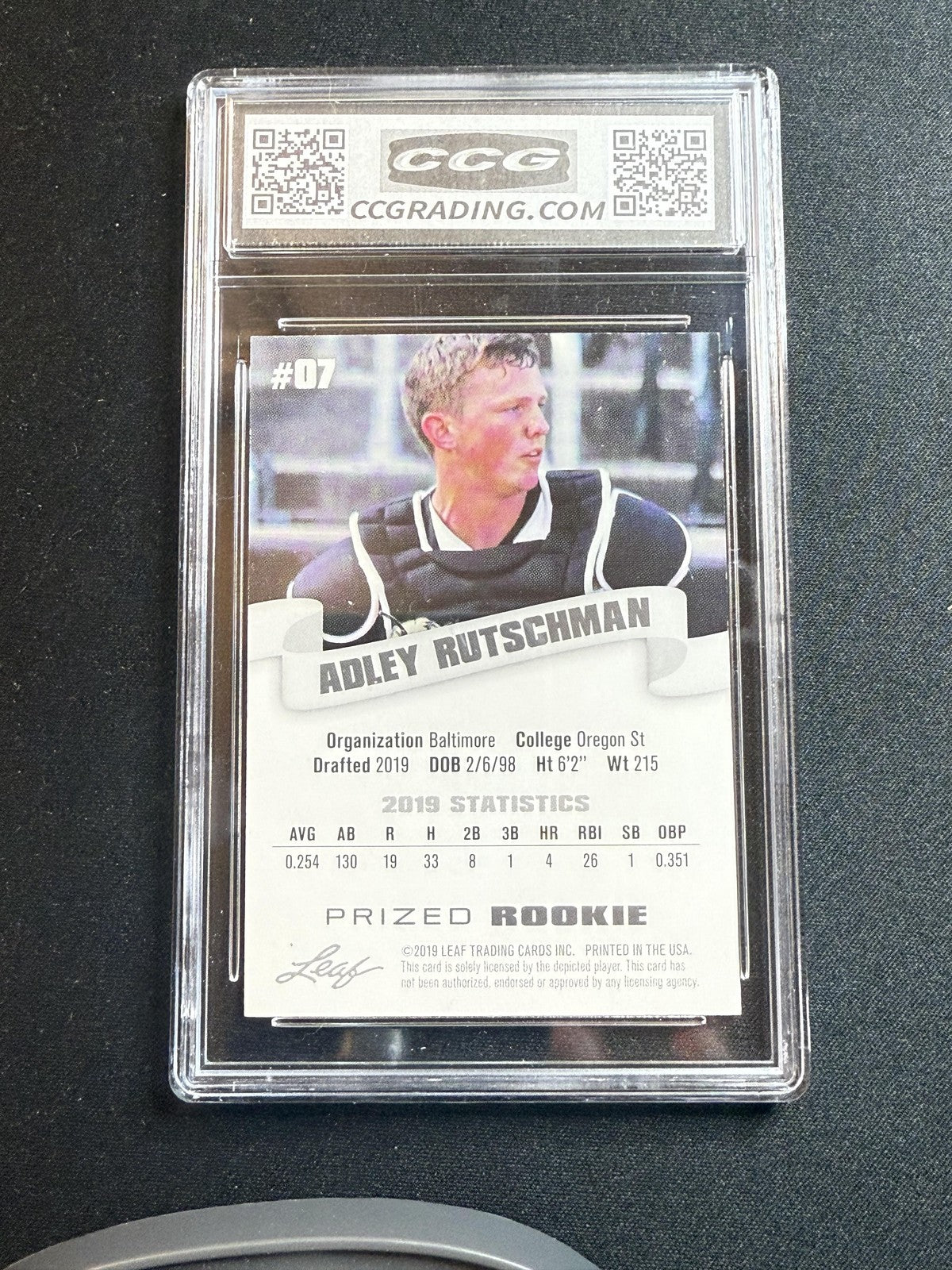 Adley Rutschman 2019 Leaf Prized Rookie CCG 10 RC