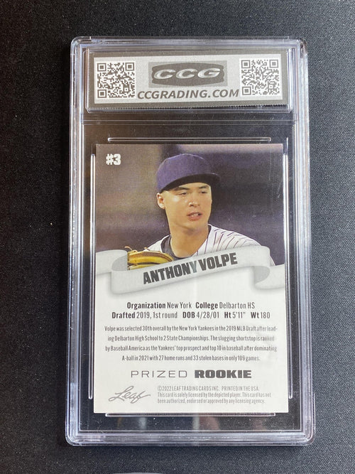Anthony Volpe 2022 Leaf Prized Rookie 3 CCG 9.5 RC