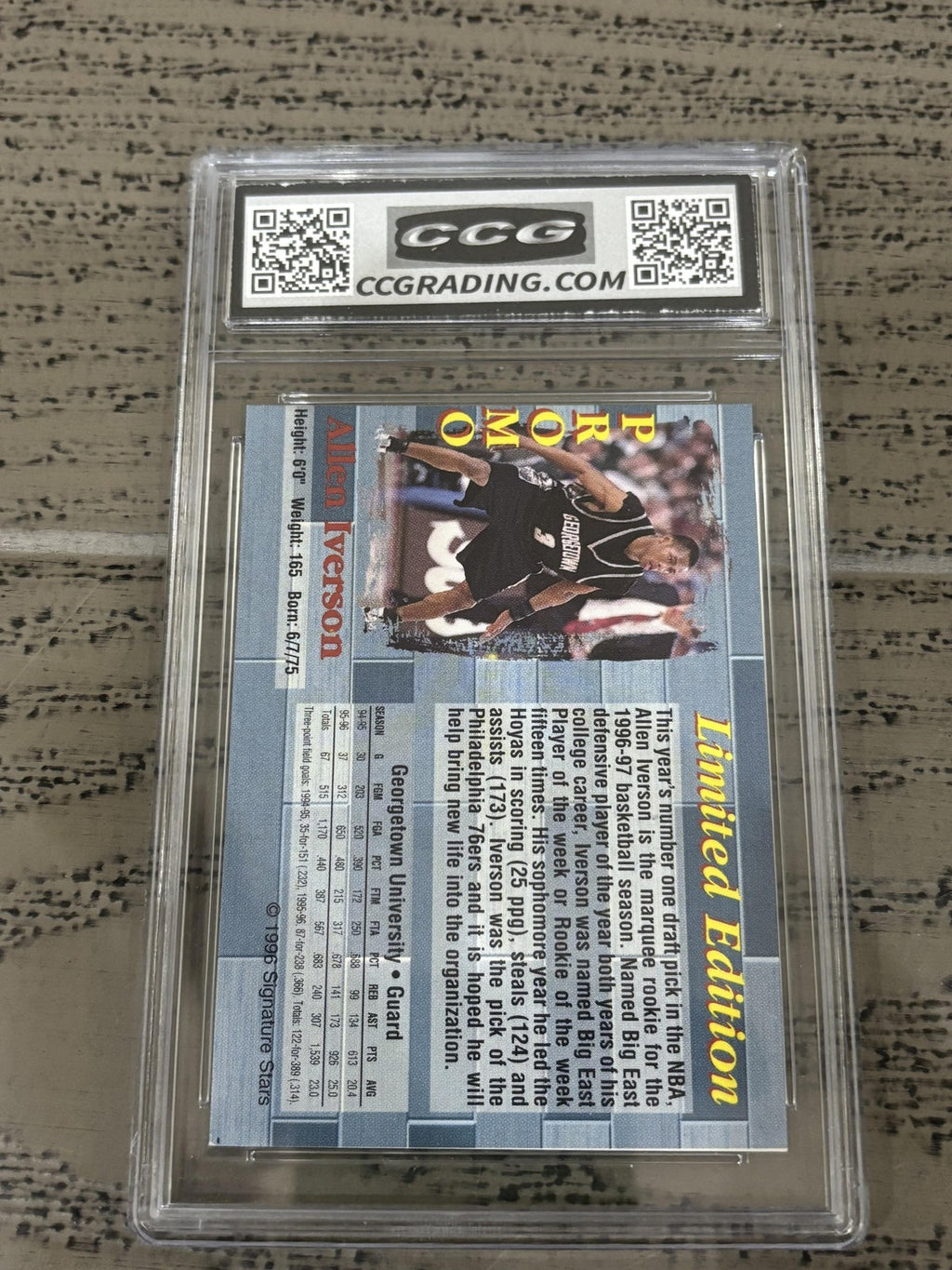 Allen Iverson 1996 Signature Stars Limited Edition CCG 10