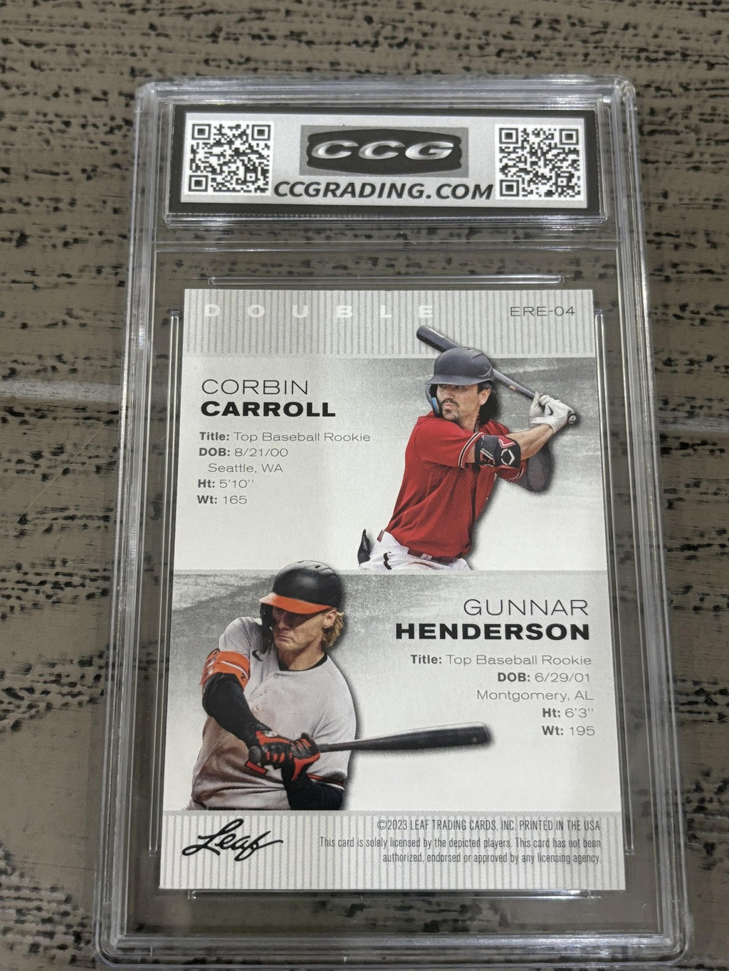 Corbin Carroll / Gunnar Henderson 2023 Leaf Dual CCG 10 RC