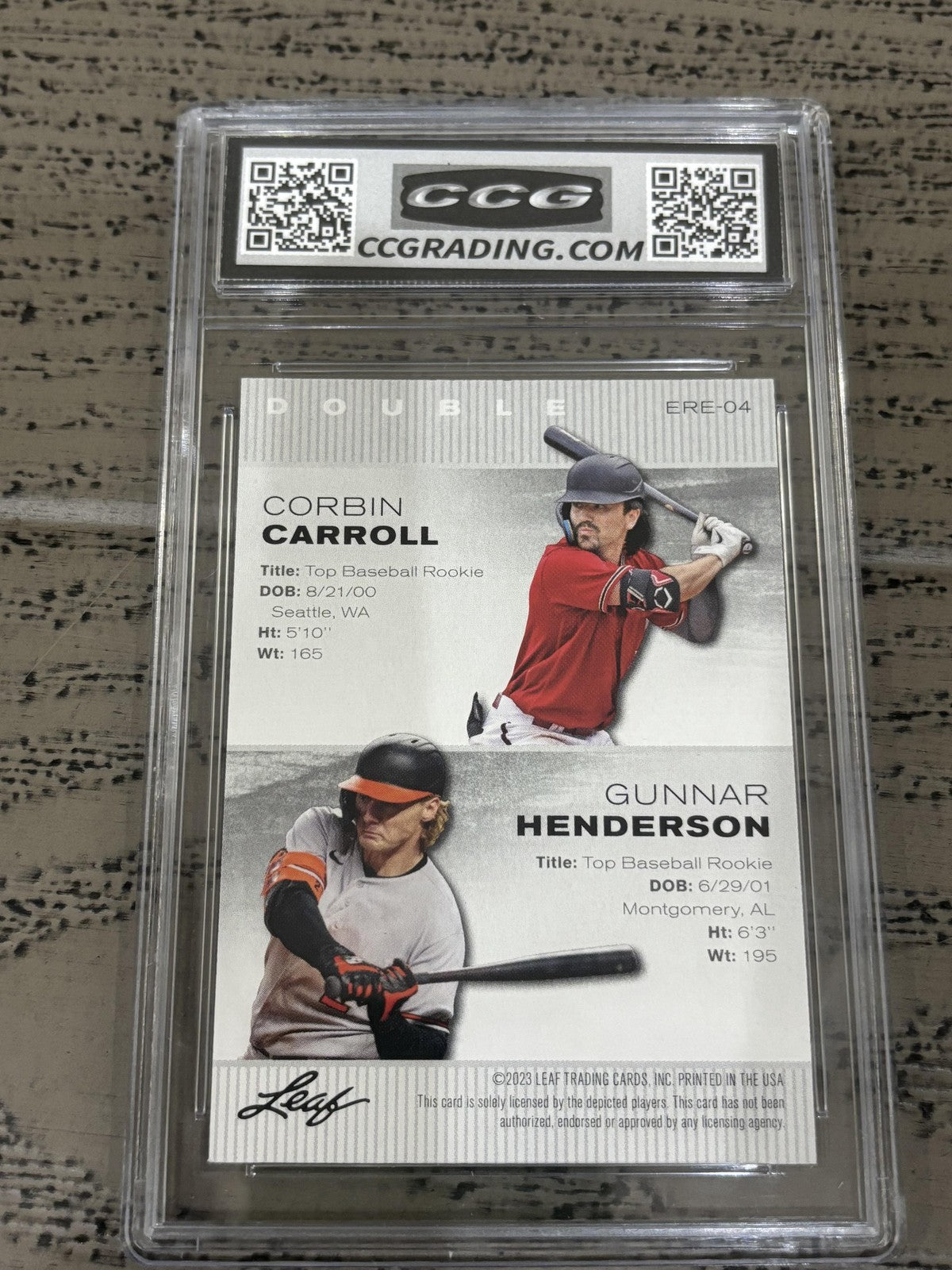 Corbin Carroll / Gunnar Henderson 2023 Leaf Dual CCG 10 RC