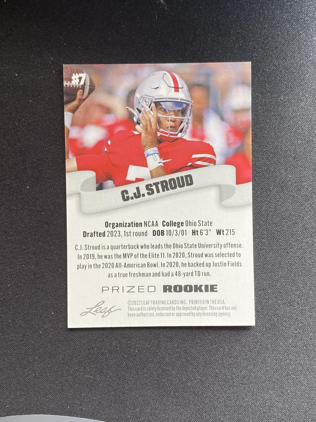 CJ Stroud 2022 Leaf Prized Rookie 7 RC 10 Count Lot