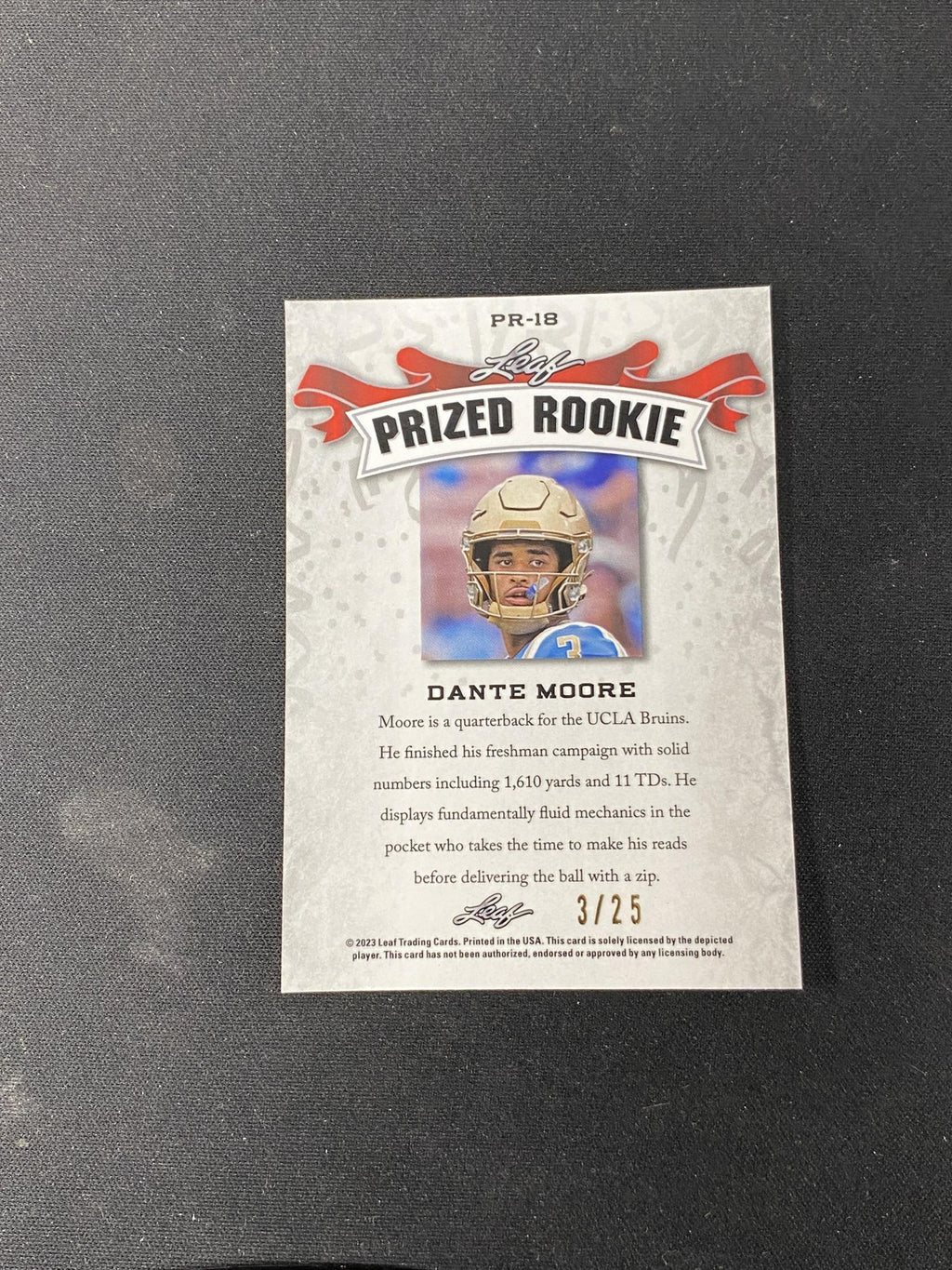 Dante Moore 2023 Leaf Metal Prized Rookie Silver Wave /25 RC Oregon Ducks