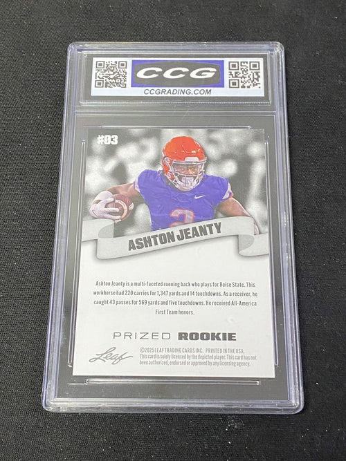 Ashton Jeanty 2025 Leaf Prized Rookie CCG 10 Raiders Rookie