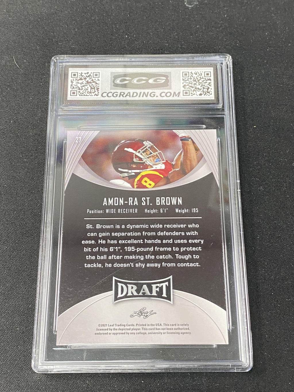 Amon-Ra St. Brown 2021 Leaf Draft Gold Rookie 27 CCG 10 Lions Rookie