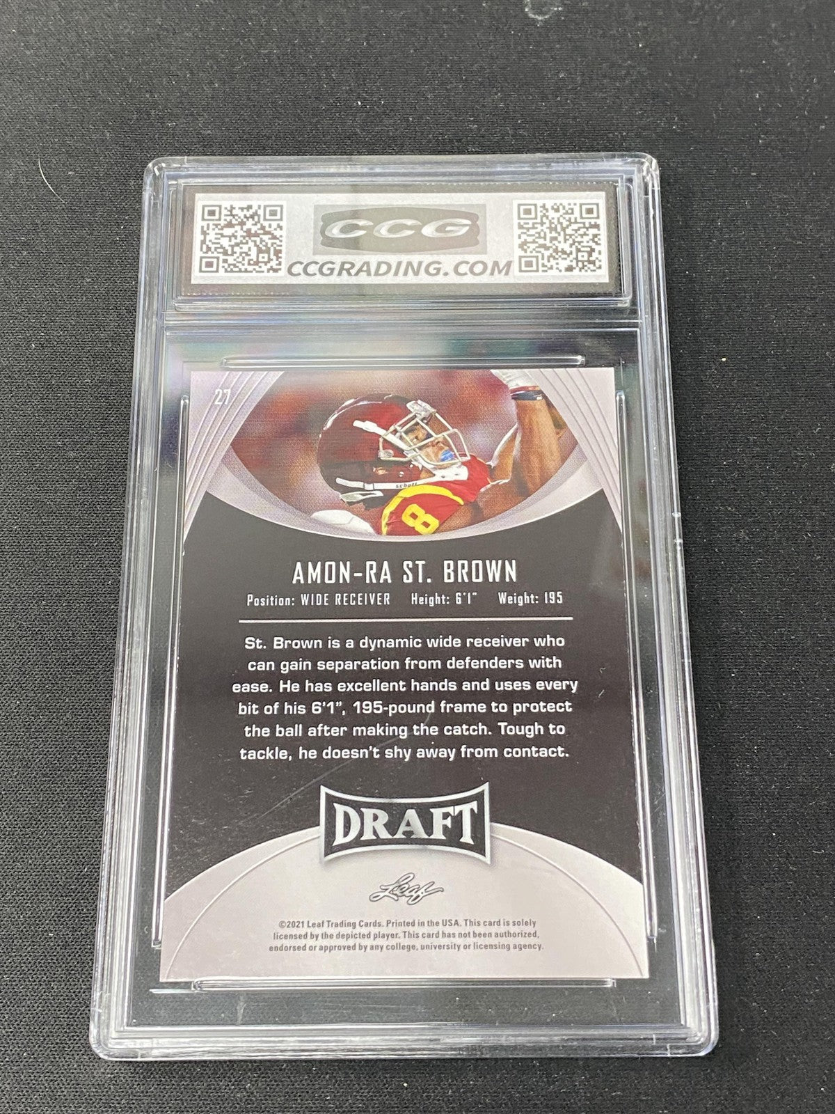 Amon-Ra St. Brown 2021 Leaf Draft Gold Rookie 27 CCG 10 Lions Rookie