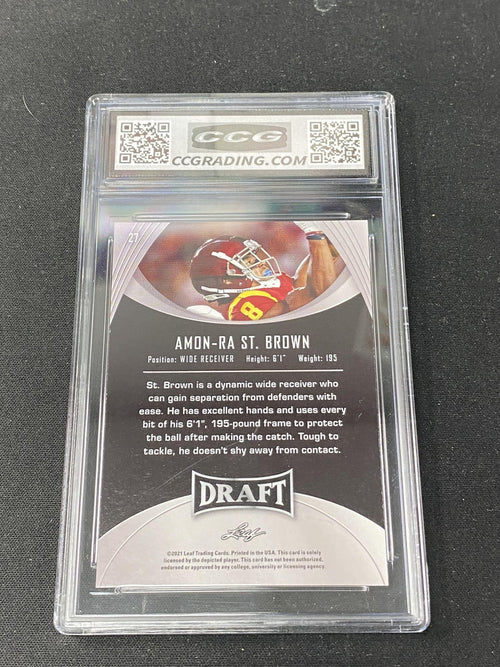 Amon-Ra St. Brown 2021 Leaf Draft Gold Rookie 27 CCG 10 Lions Rookie