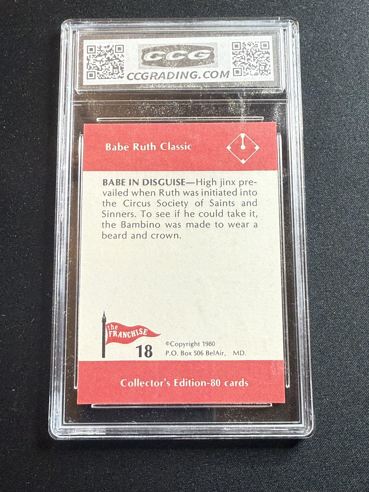 Babe Ruth 1980 Franchise Babe in Disguise CCG 10 RC