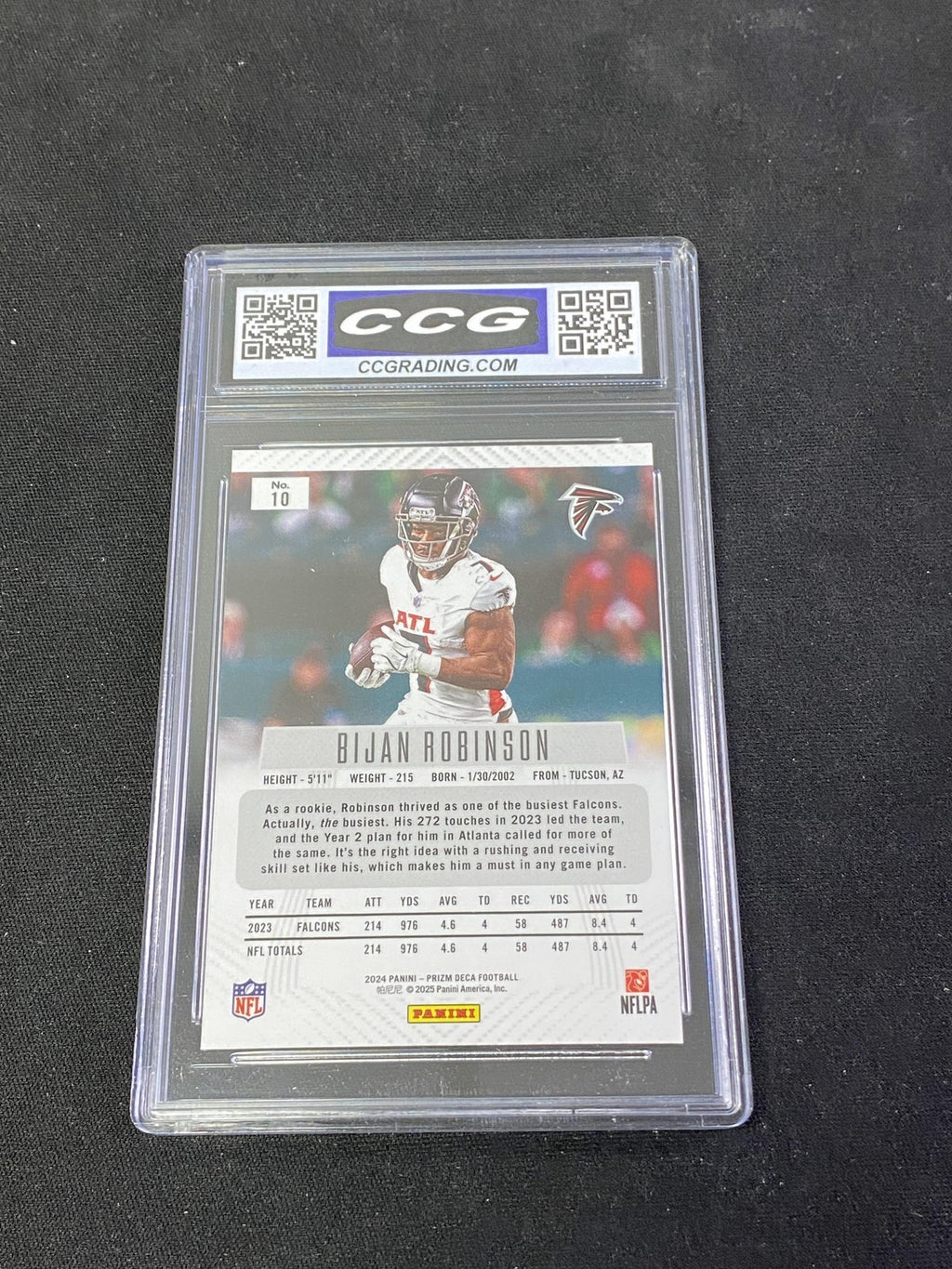 Bijan Robinson 2024 Panini Prizm Deca CCG 10 Falcons Rookie