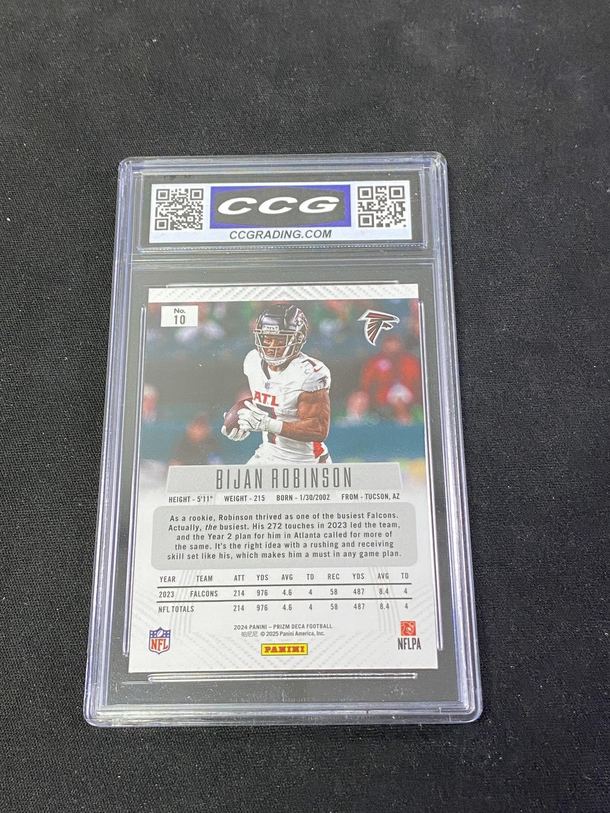 Bijan Robinson 2024 Panini Prizm Deca CCG 10 Falcons Rookie