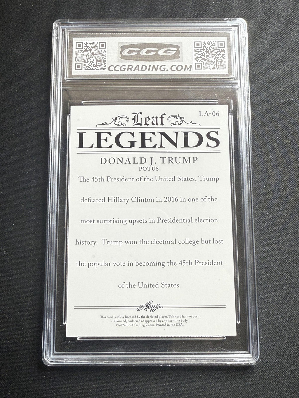 Donald Trump 2024 Leaf Legends Achievement CCG 10 USA