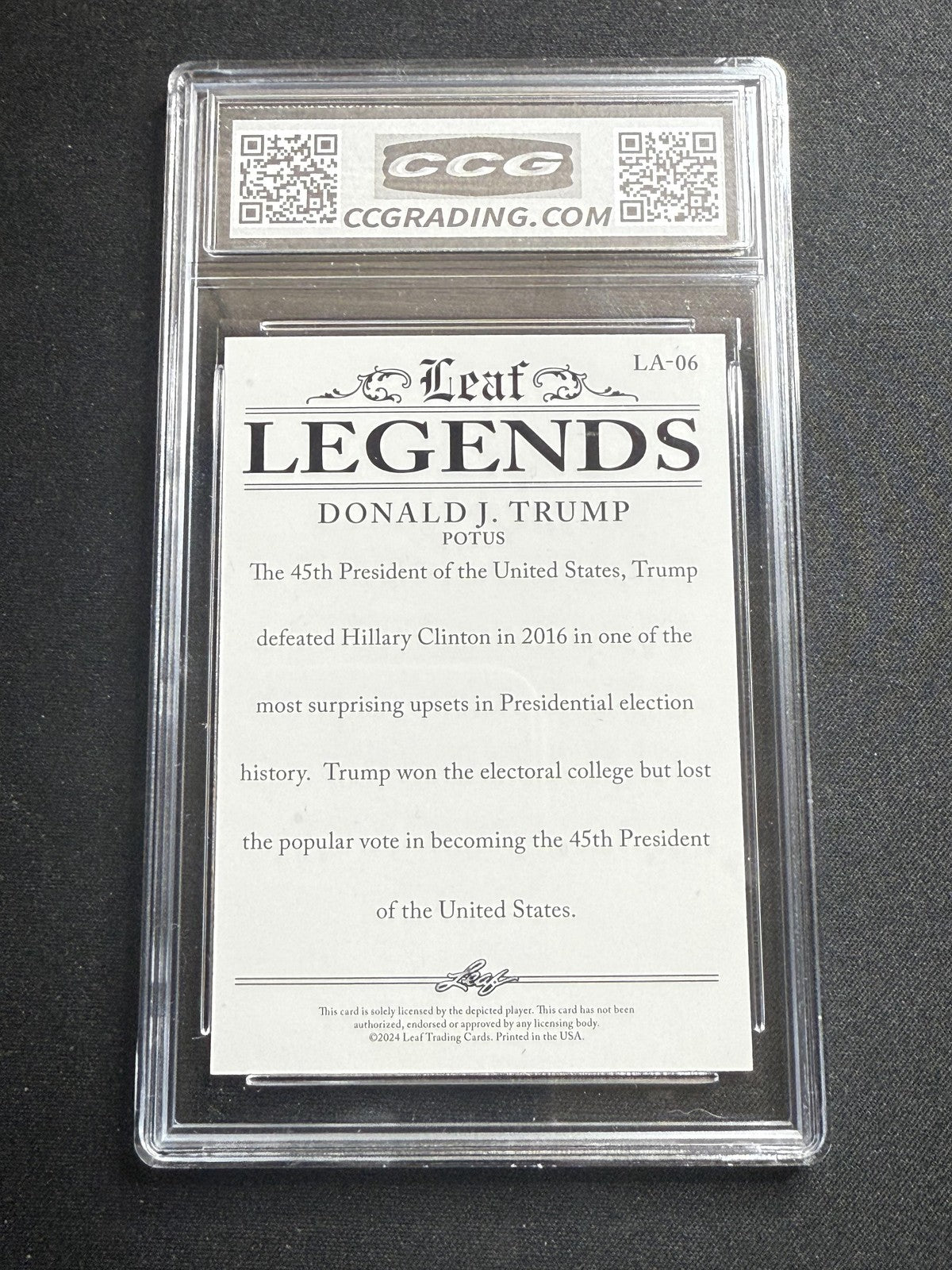Donald Trump 2024 Leaf Legends Achievement CCG 10 USA