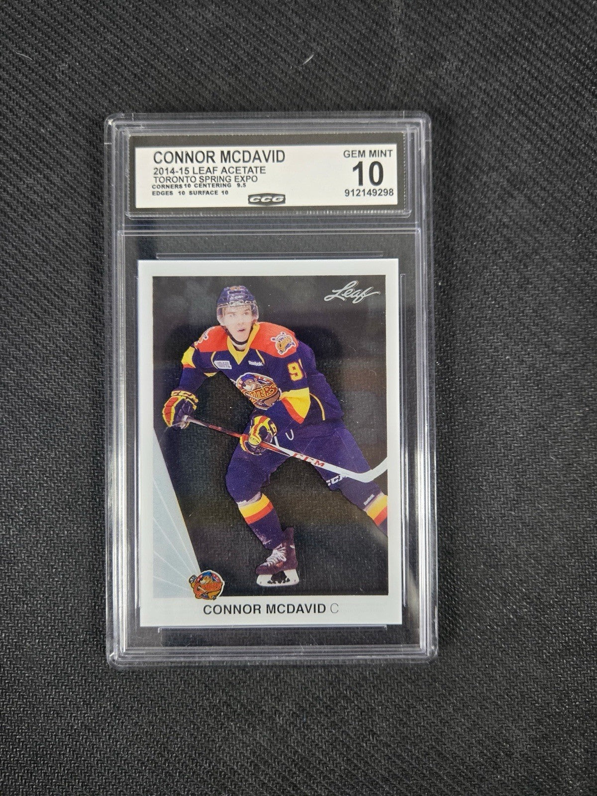 Connor McDavid RC 2014 Leaf Acetate Graded Mint 10 #EXPO-CMD