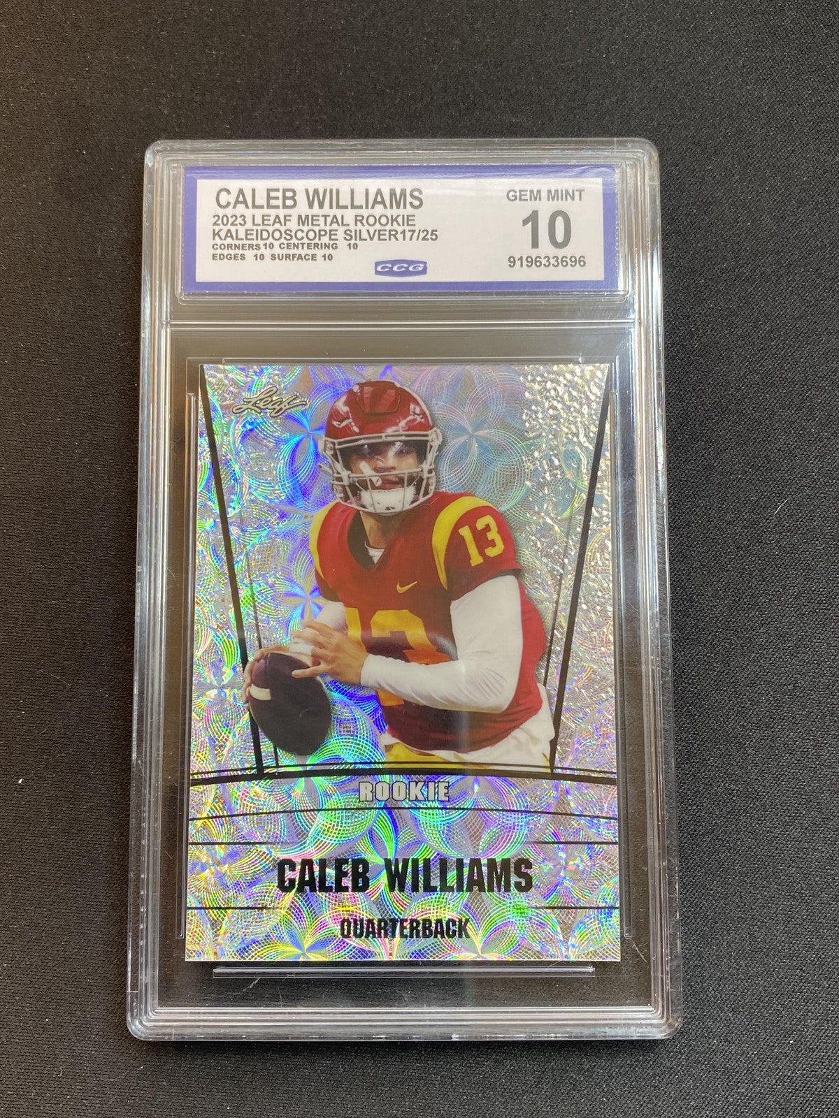 Caleb Williams 2023 Leaf Metal Rookie Kaleidoscope Silver #/25 CCG 10