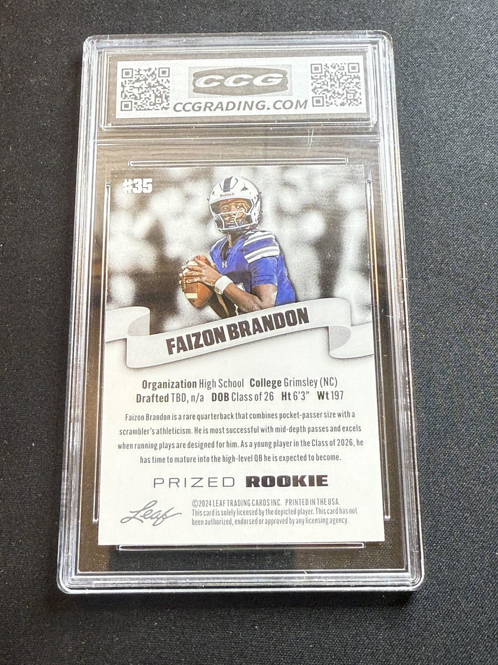 Faizon Brandon 2024 Leaf Prized Rookie CCG 10 Rookie