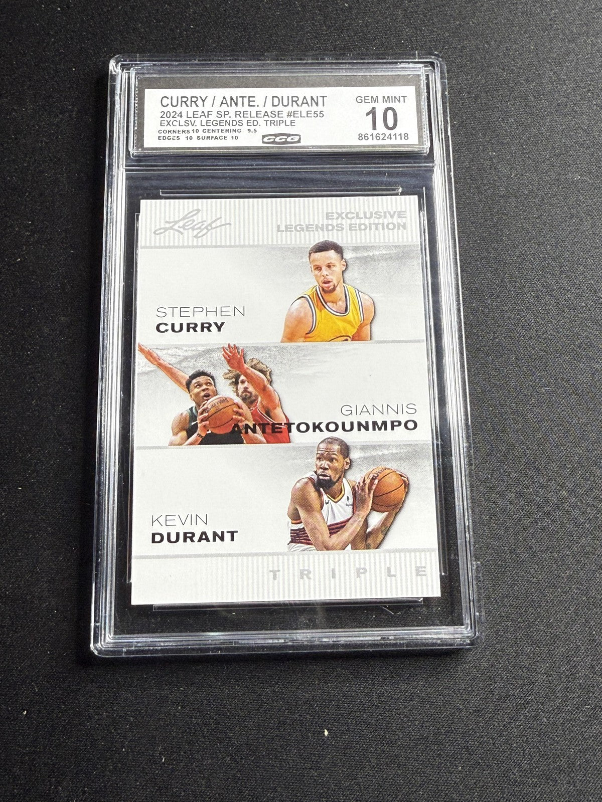 Curry / Giannis / Durant 2024 Leaf Legend Trio CCG 10