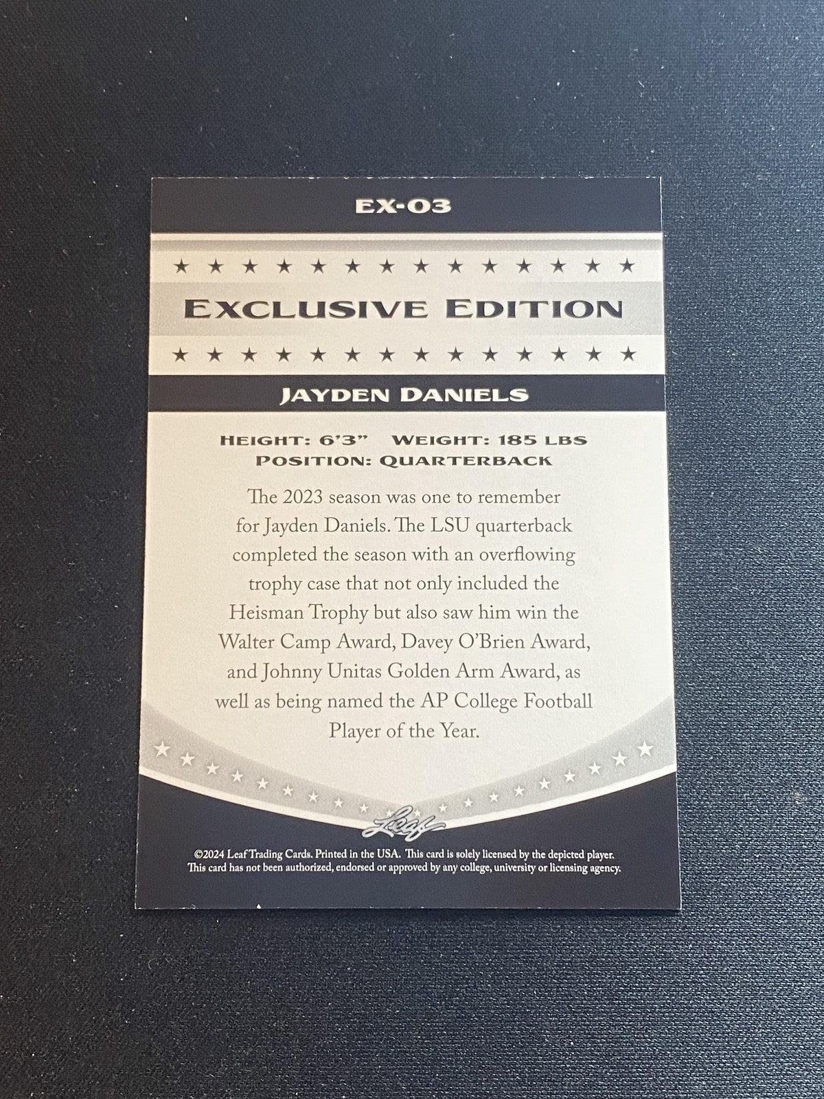 Jayden Daniels 2024 Leaf Exclusive Edition EX03 Rookie RC 10 Count Lot