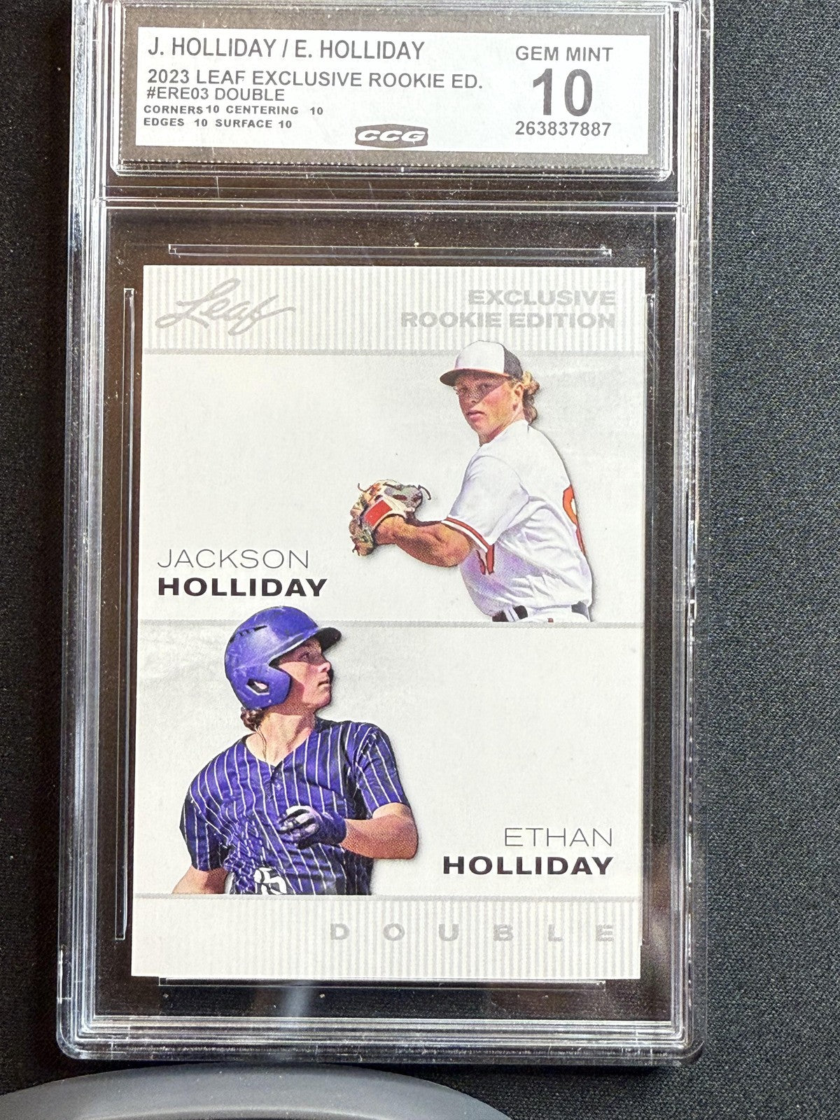 Jackson and Ethan Holliday 2023 Leaf Exclusive Dual CCG 10 RC