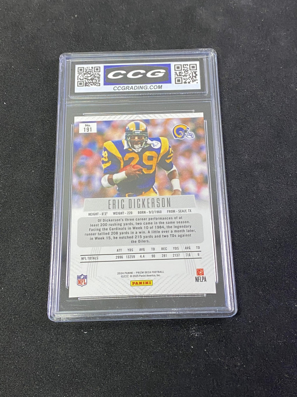 Eric Dickerson 2024 Panini Prizm Deca CCG 10 Rams Rookie