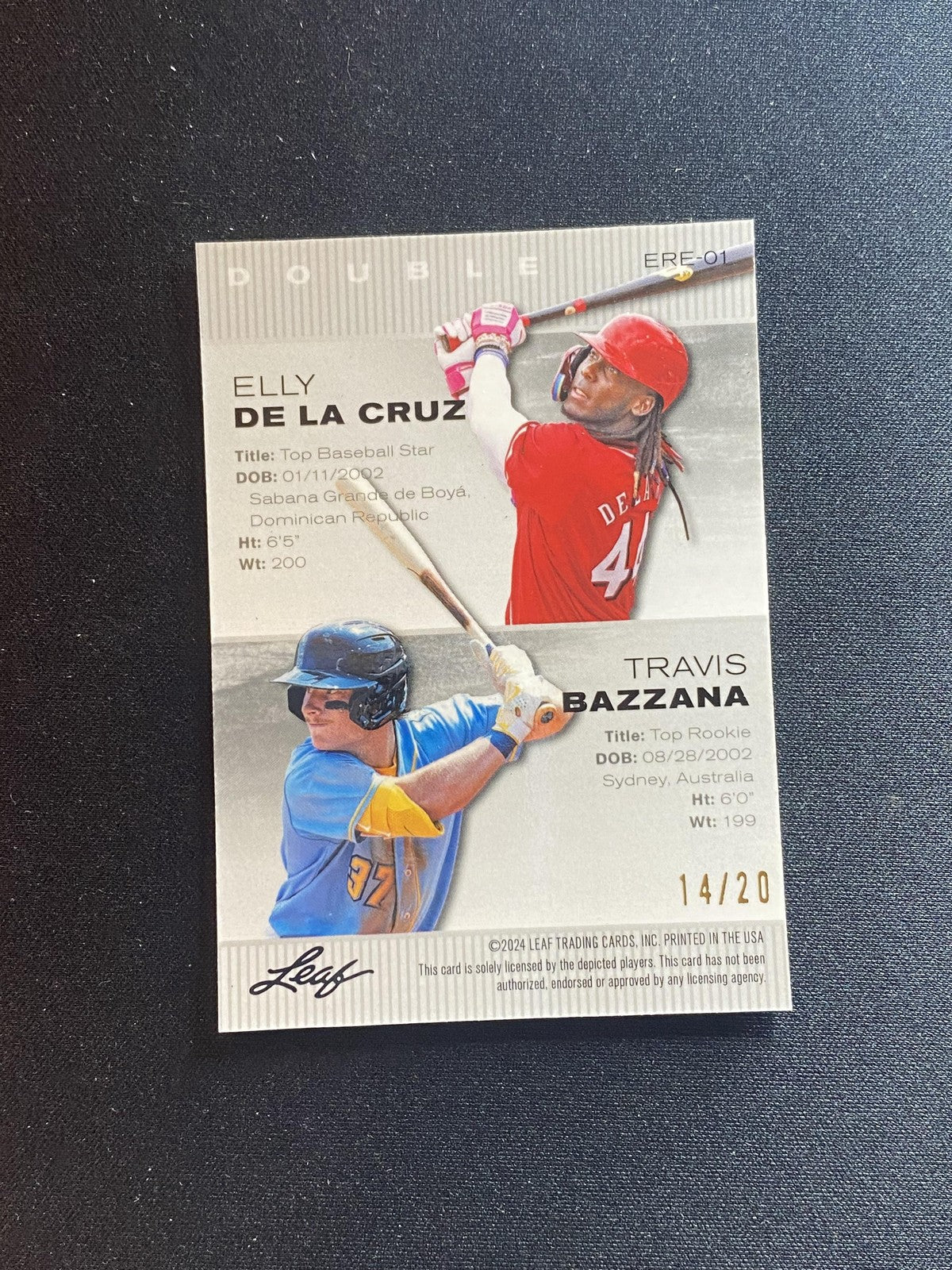 De La Cruz / Bazzana 2024 Leaf Exclusive Metal Dual Blue /20 RC