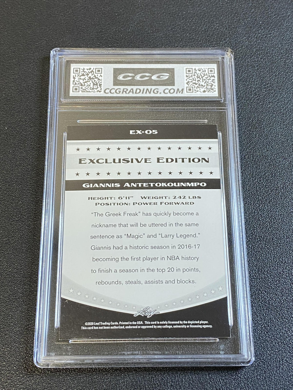 Giannis Antetokounmpo 2020 Leaf Exclusive CCG 10 Bucks
