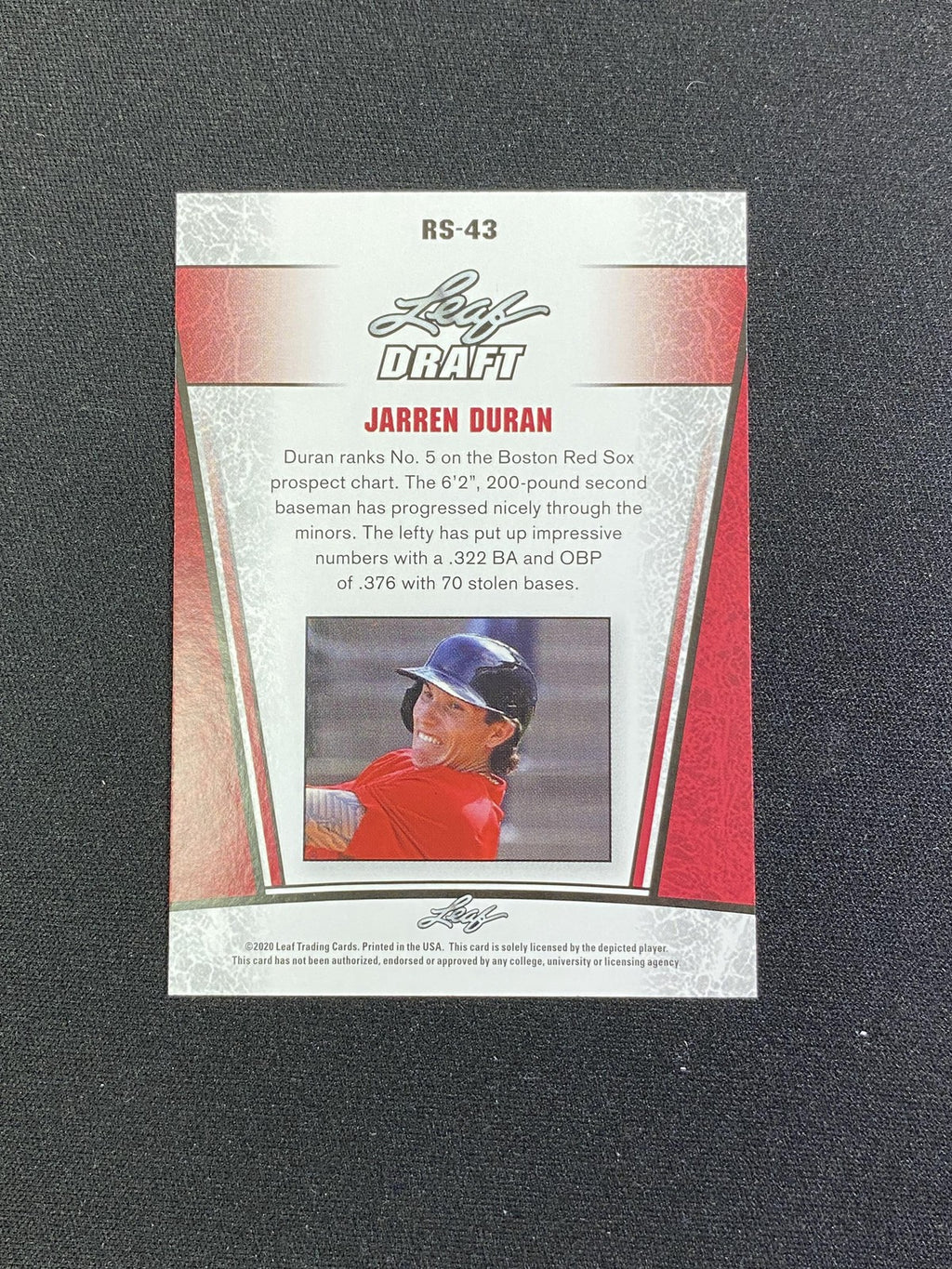 Jarren Duran 2020 Leaf Rookie Red /5 RC Red Sox