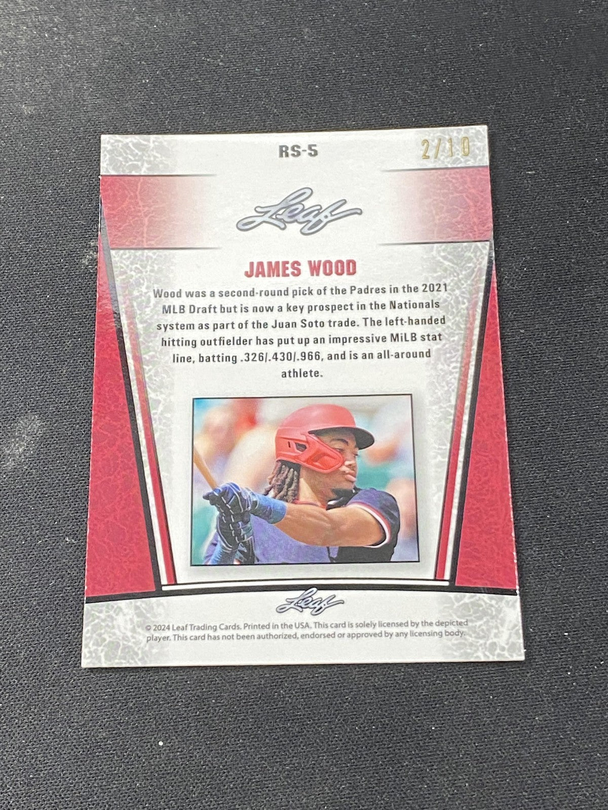 James Wood 2024 Leaf Metal Rookie Pink /10 RC