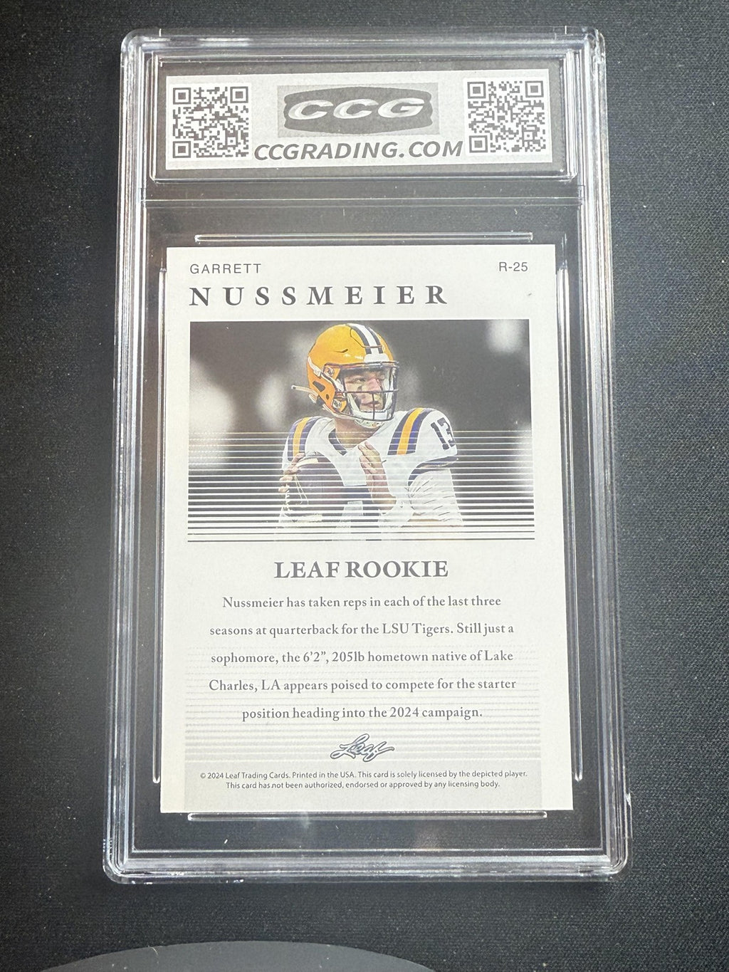 Garrett Nussmeier 2024 Leaf Rookie CCG 9.5 LSU Rookie