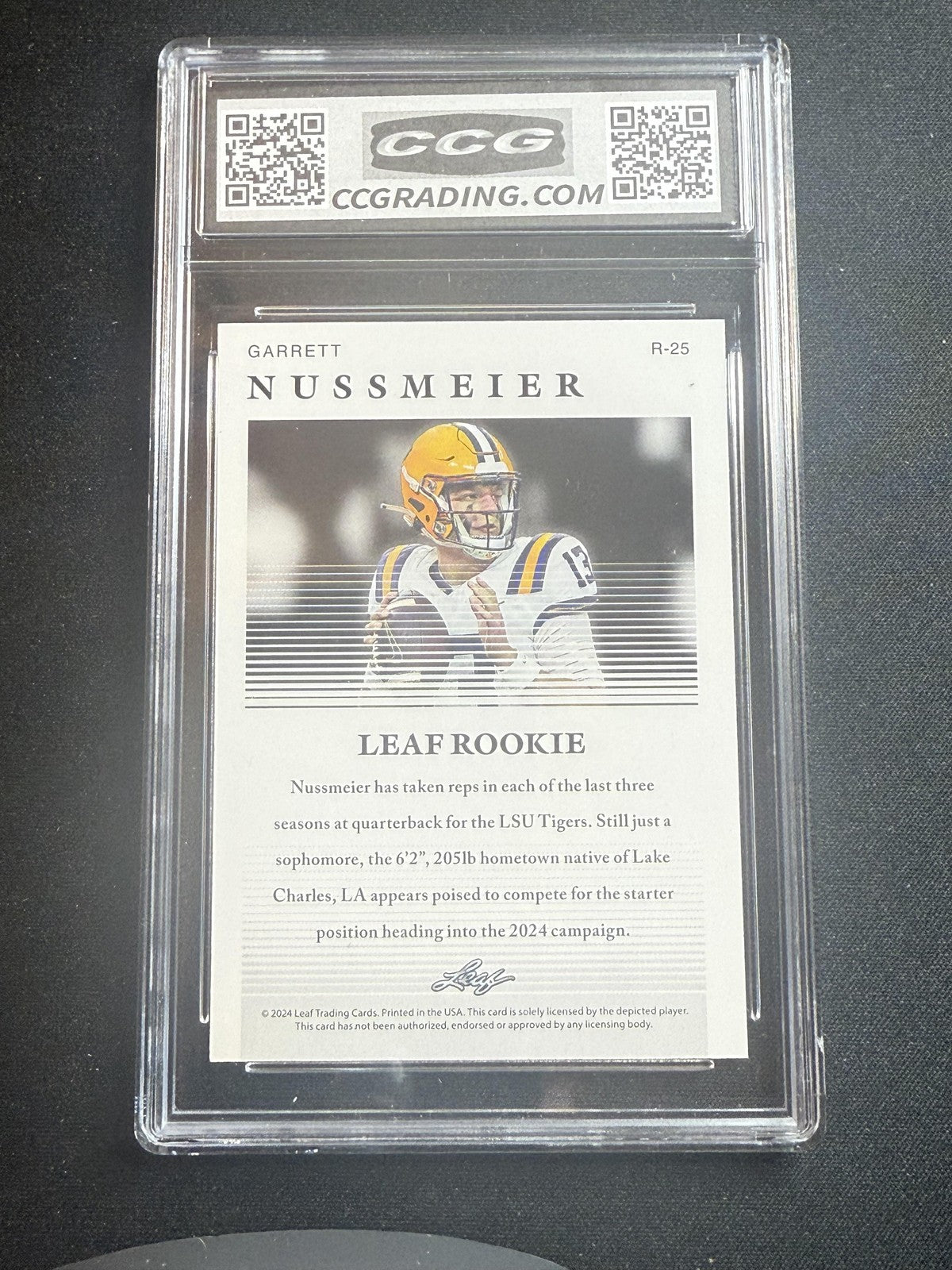Garrett Nussmeier 2024 Leaf Rookie CCG 9.5 LSU Rookie