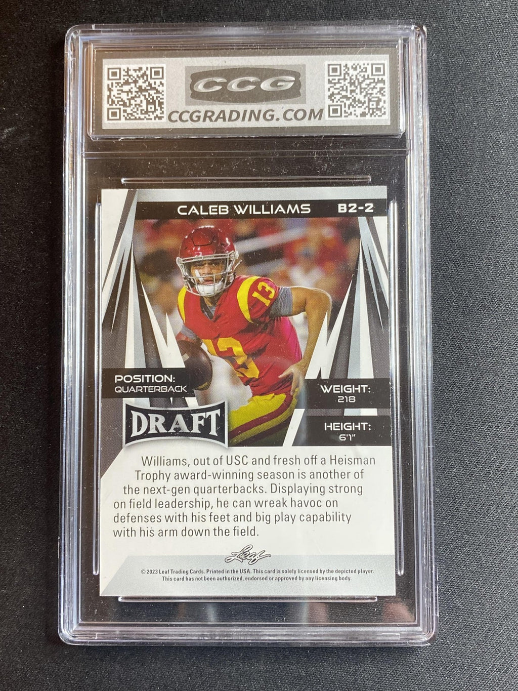 Caleb Williams 2023 Leaf Draft B22 CCG 10 RC