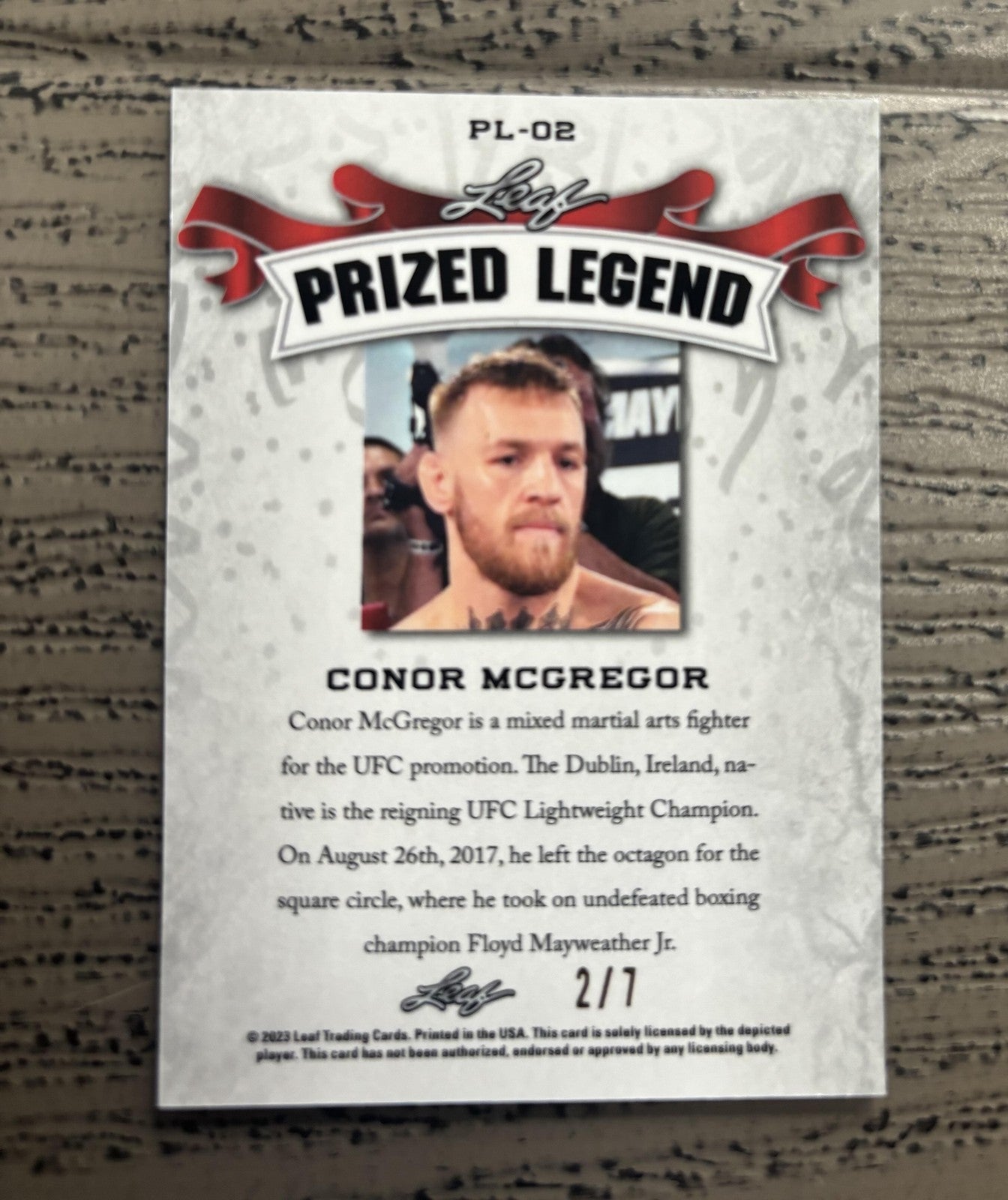 Conor McGregor 2023 Leaf Prized Legend Metal Black /7 RC