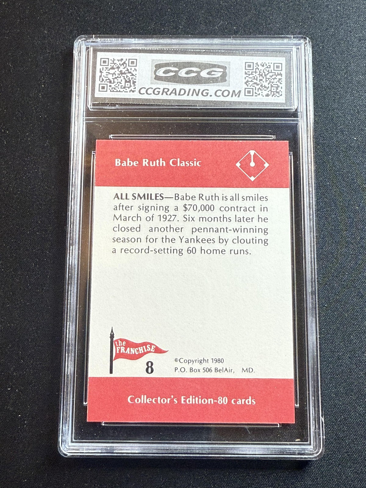 Babe Ruth 1980 Franchise All Smiles CCG 10 RC