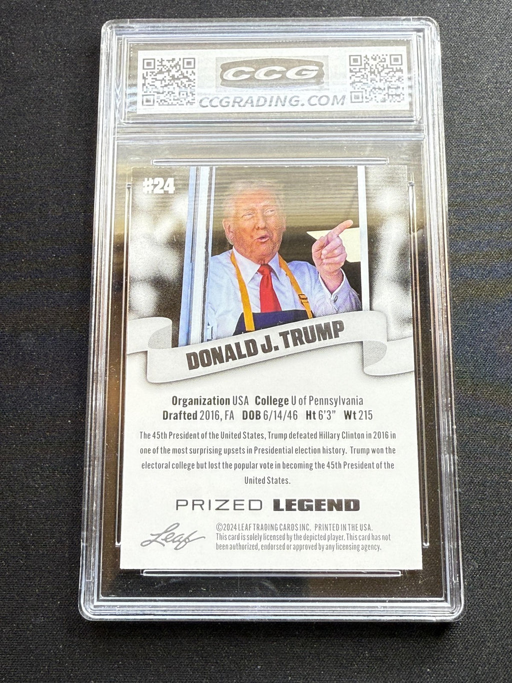 Donald Trump 2024 Leaf Prized Legend CCG 10 RC