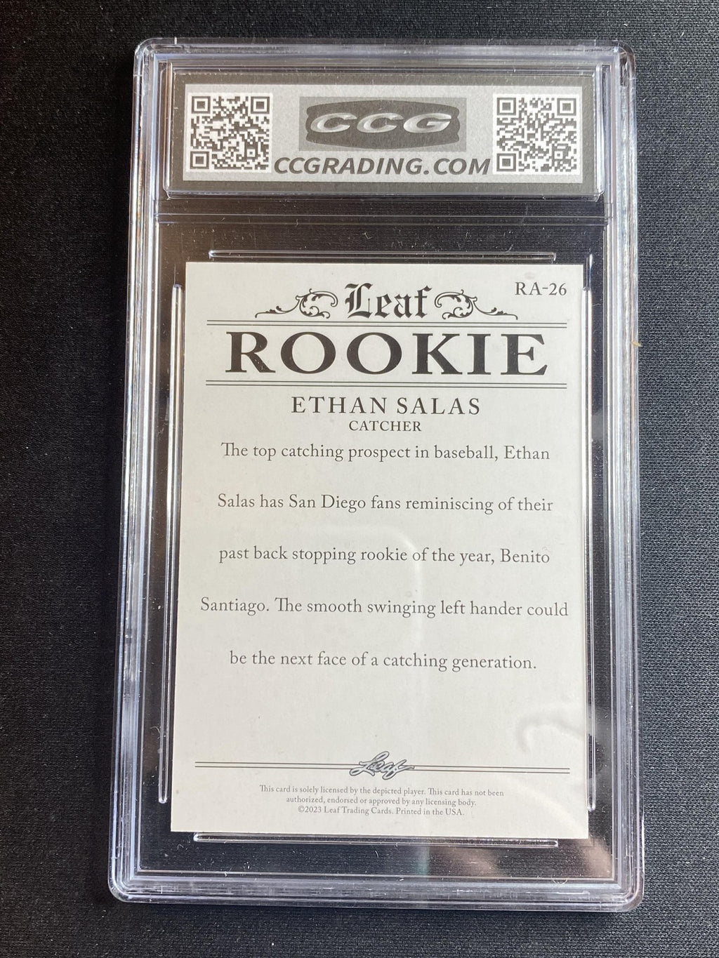 Ethan Salas 2023 Leaf Rookie Achievement RA26 CCG 10 RC