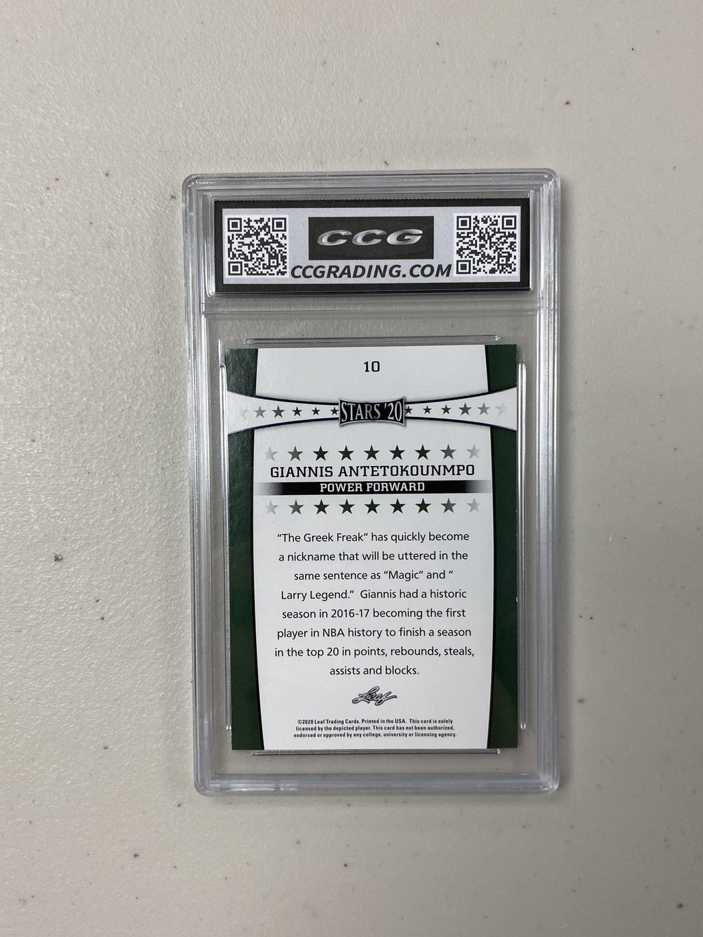 Giannis Antetokounmpo 2020 Leaf Stars CCG 10 Rookie