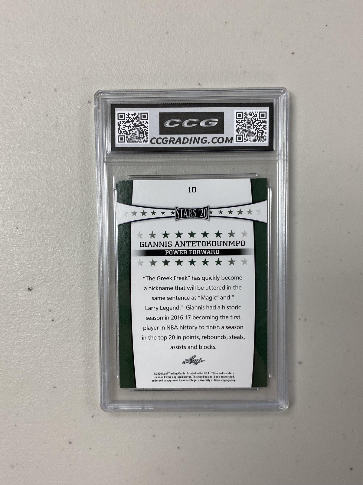 Giannis Antetokounmpo 2020 Leaf Stars CCG 10 Rookie