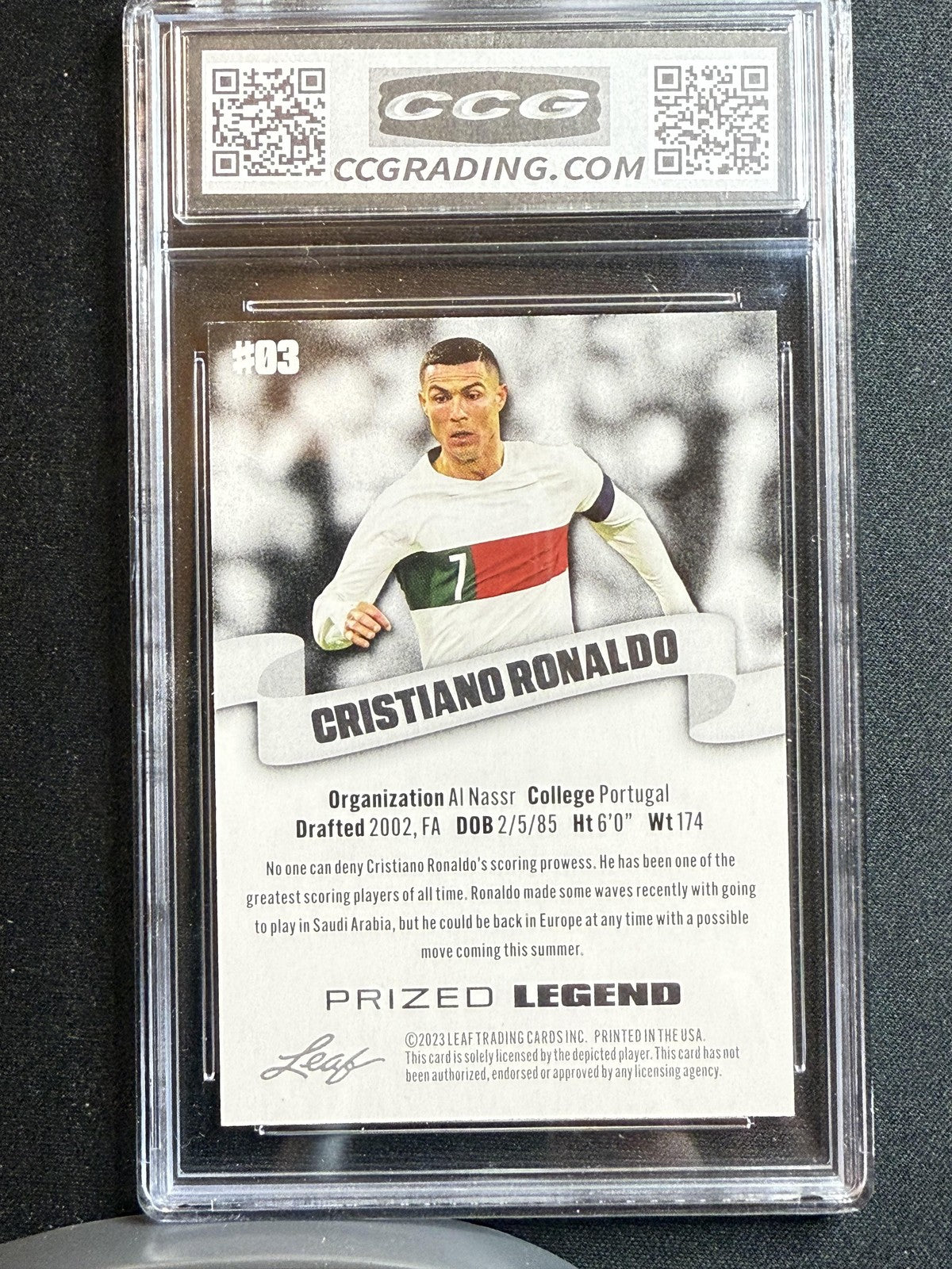 Christiano Ronaldo 2023 Leaf Prized Legend CCG 10 RC
