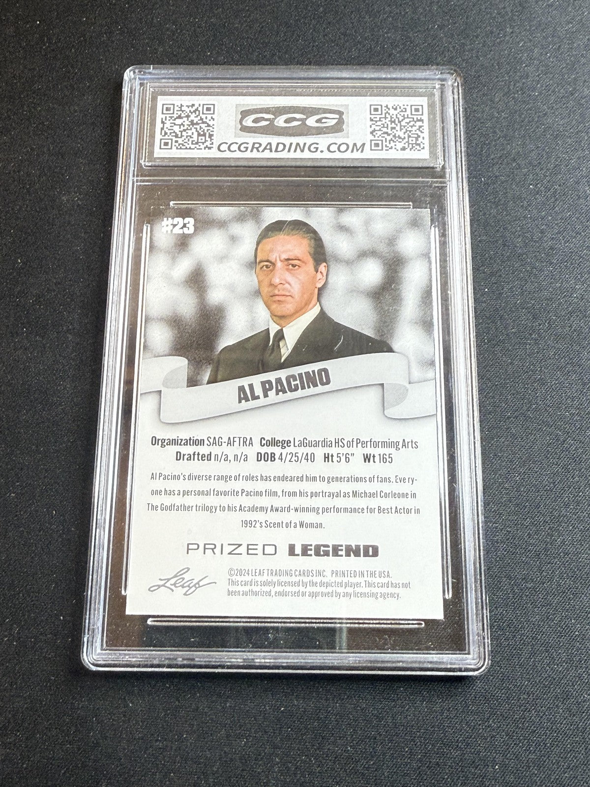 Al Pacino 2024 Leaf Prized Legend CCG 10