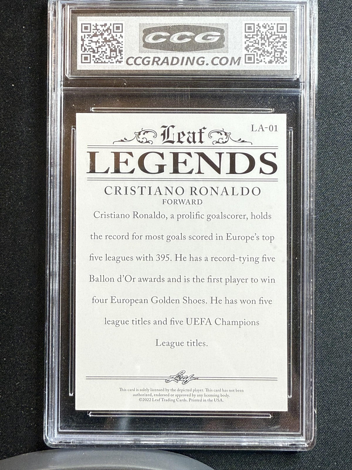 Christiano Ronaldo 2022 Leaf Legends Achievements CCG 10 RC