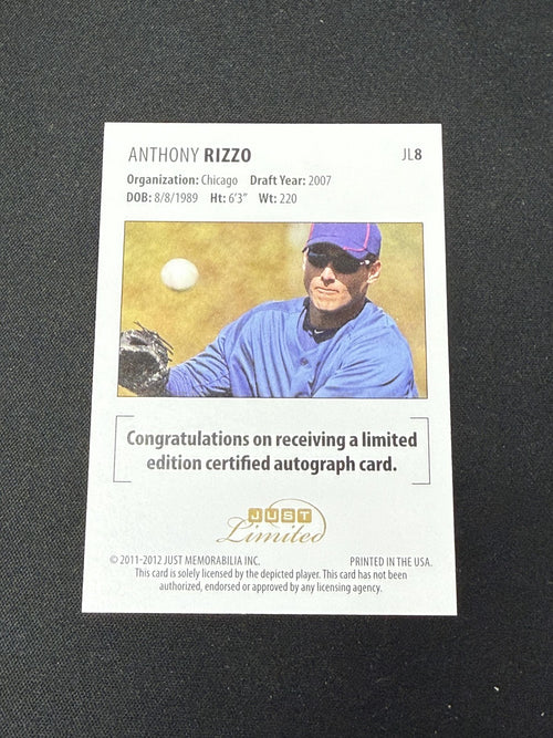 Anthony Rizzo 2011 Just Limited Autographs /10 RC Cubs