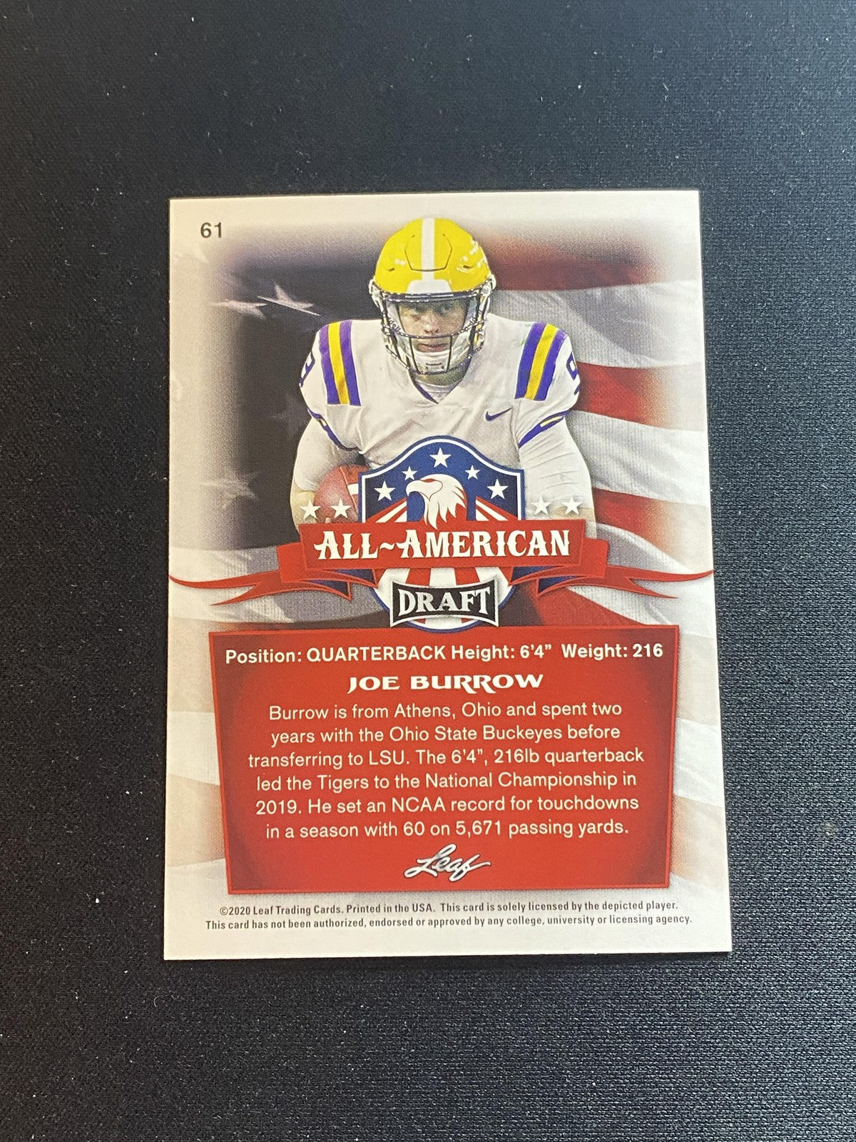 Joe Burrow 2020 Leaf 2020 Leaf Draft 61 RC 10 Count Lot