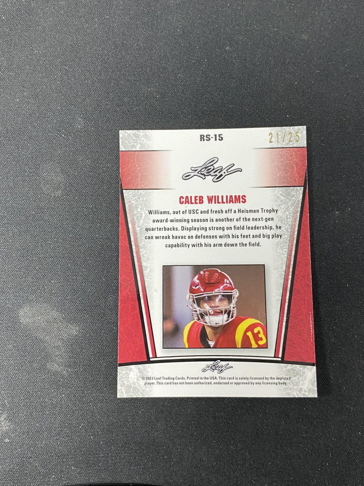 Caleb Williams 2023 Leaf Metal Rookie Silver /25 RC