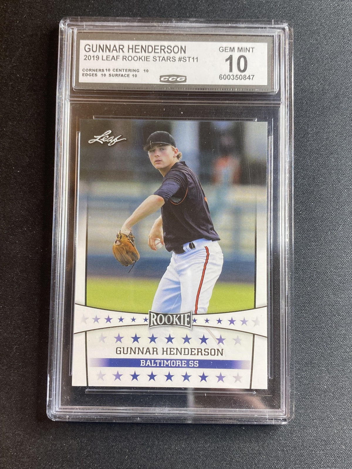 Gunnar Henderson 2019 Leaf Rookie & Stars ST11 CCG 10 RC
