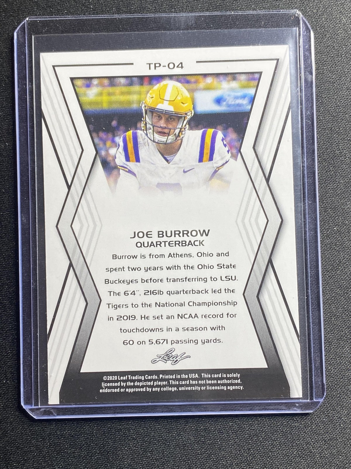 Joe Burrow 2020 Leaf Football TP04 /25 RC